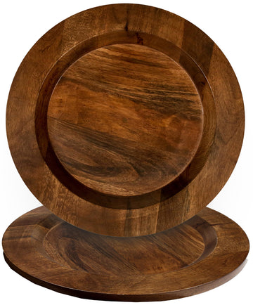 Wooden Charger Plates, 13 in, Set of 2, Walnut