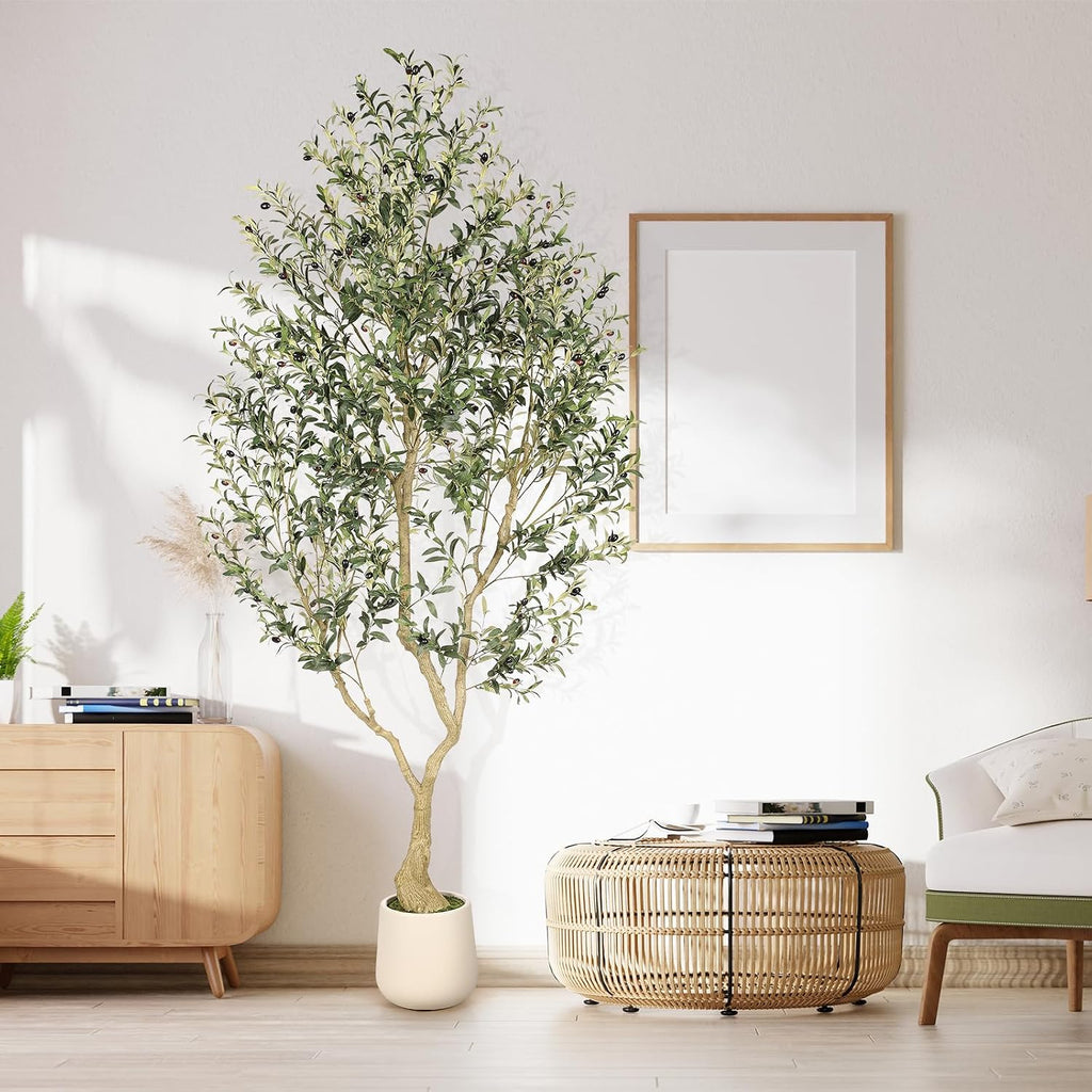 8ft Faux Olive Tree with Tall Exquisite Planter