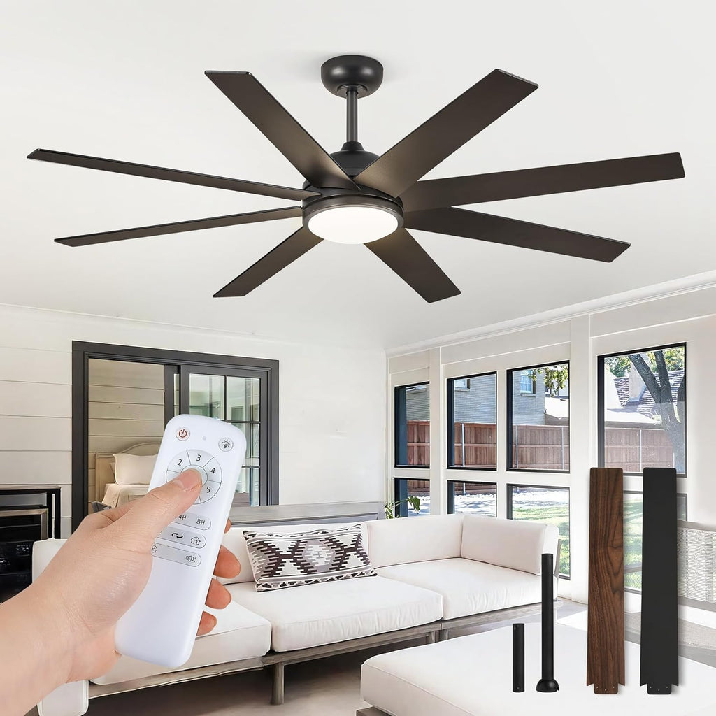 72" Ceiling Fan with LED Light and Remote - Silver Gray