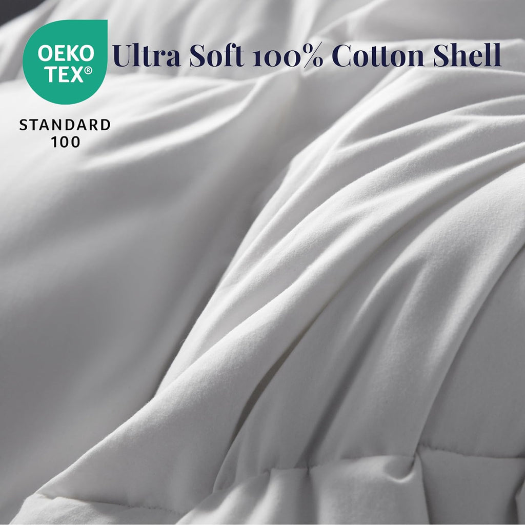 Goose Down Duvet Insert Queen - All Season Cool Touch, 100% Cotton Shell for Hot Sleepers, Lightweig