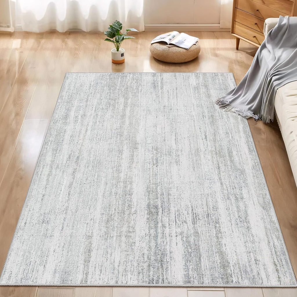 5x7 Washable Area Rug Low Pile Non Slip Modern Abstract Large