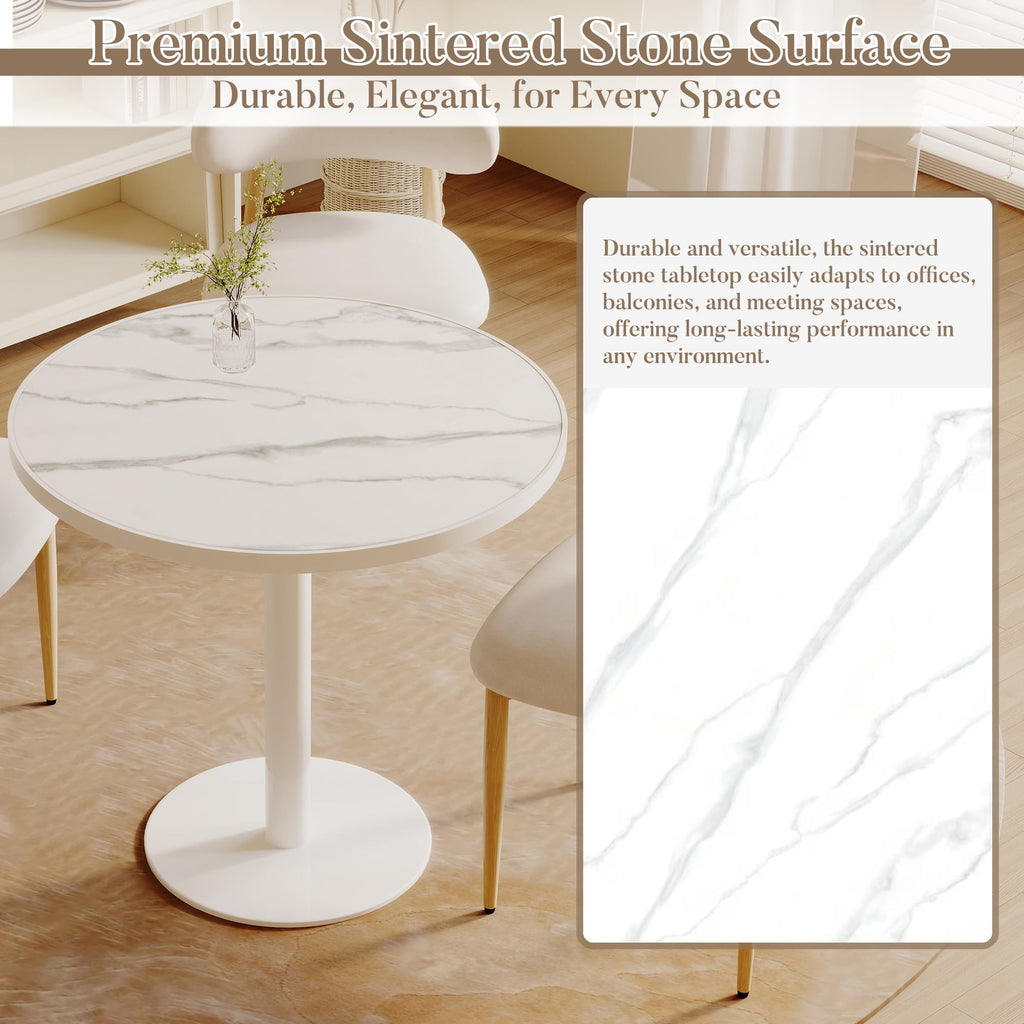31.5'' Tulip Table, Round Dining Table with Matte Sintered Stone Tabletop