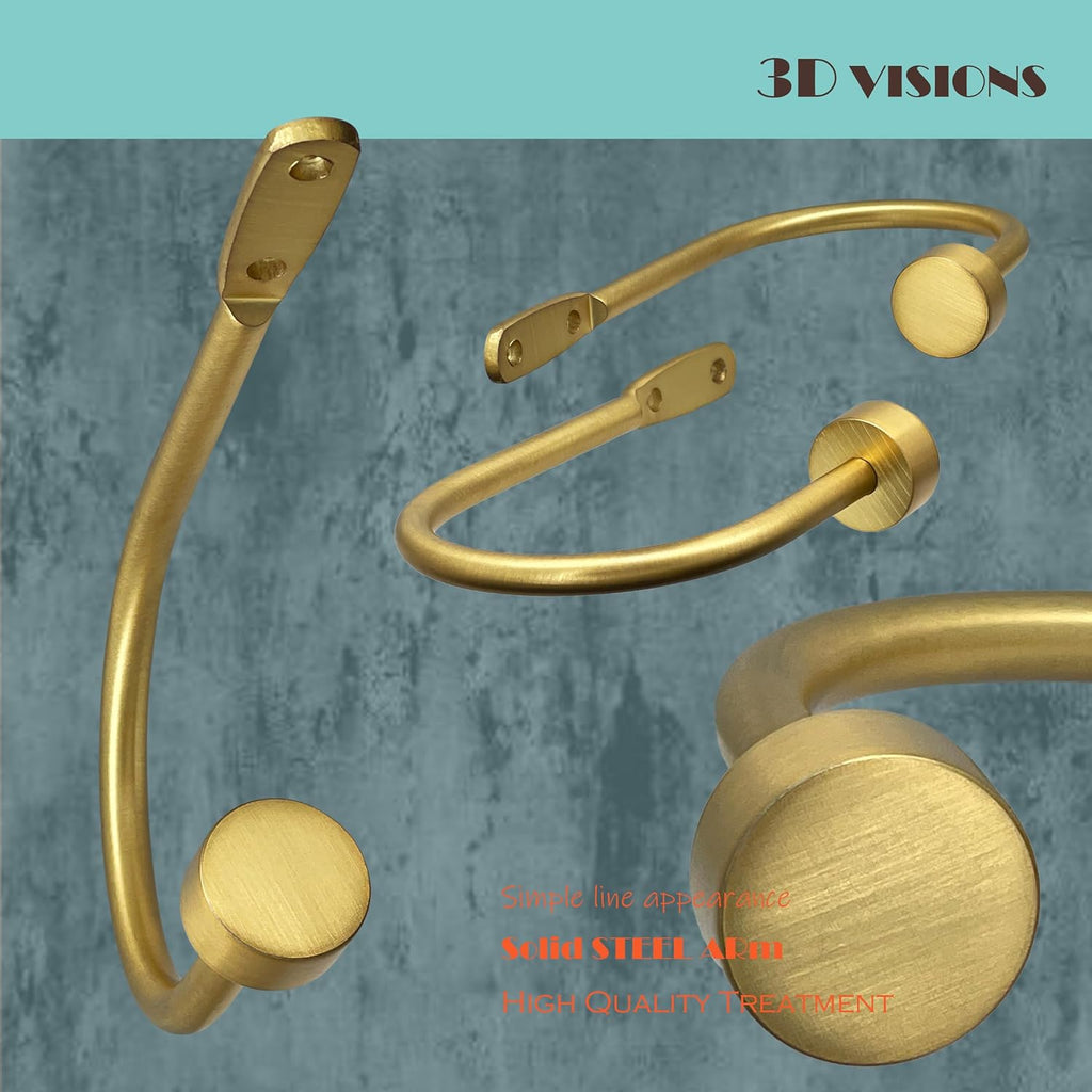 Quality Curtain Holdbacks, Solid Steel Curtain Holdback with Disk Finial,Electroplate Finishes, Set of 2 Window