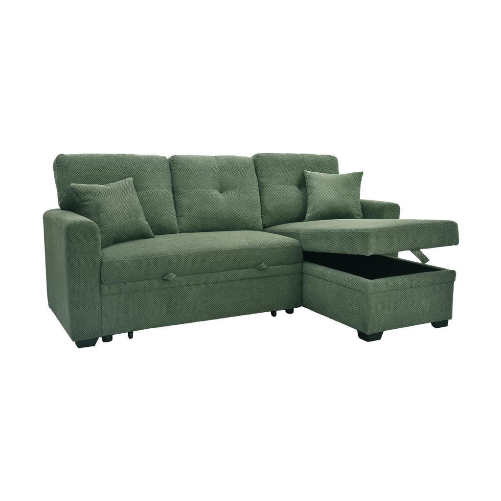 71" Sectional L Shaped Pull Out Sofa Bed, Sleeper Sofa with Reversible Chaise, 3 Seater Modular Sectional Sofa with