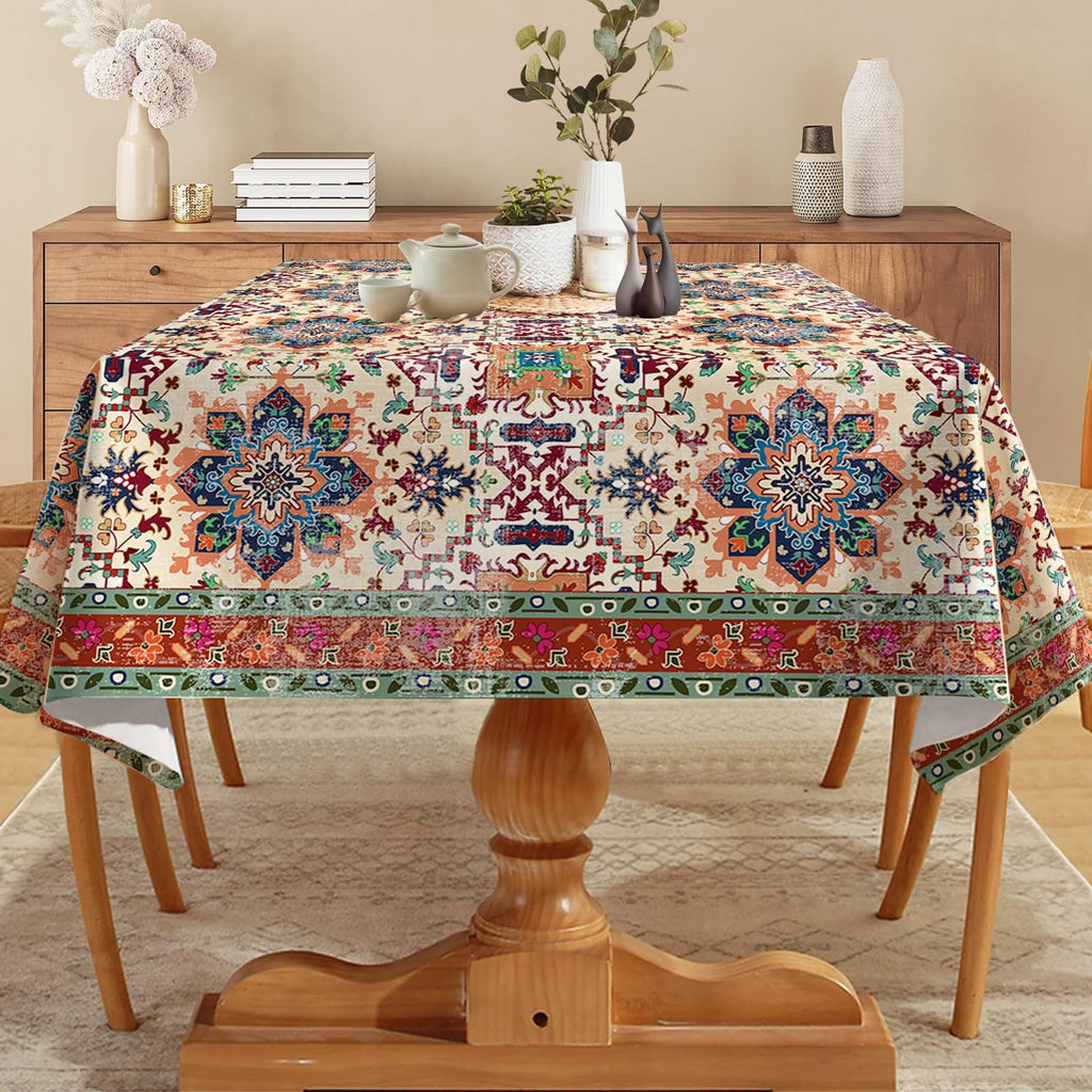 Boho Tablecloth 60x84 Inches Rectangle, Bohemia Style Tablecloth