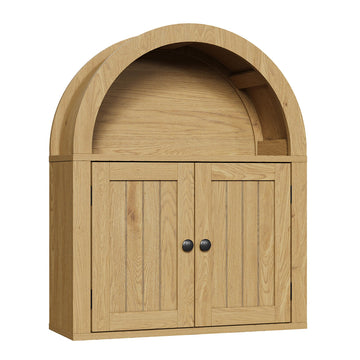 Arched Wall Cabinet, Double Door Medicine Cabinet with Shelf