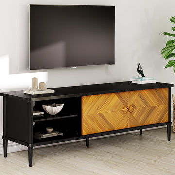 Lenia 63" Solid Acacia Wood TV Media Console 65 70 75 Inch