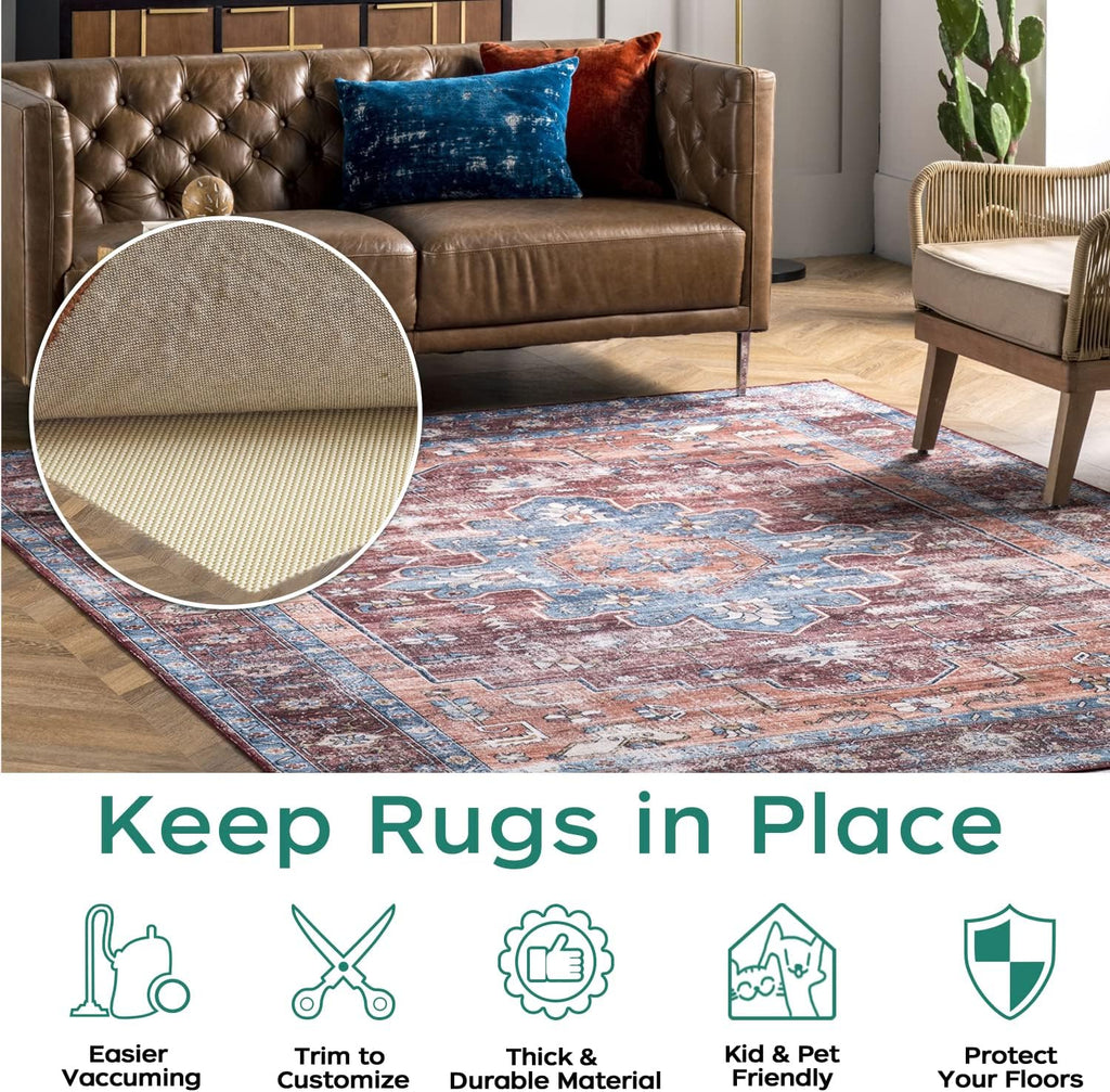 BAGAIL Non-Slip Rug Pad Gripper 5x7 ft for Area Rugs and Hardwood Floors - Set of 35