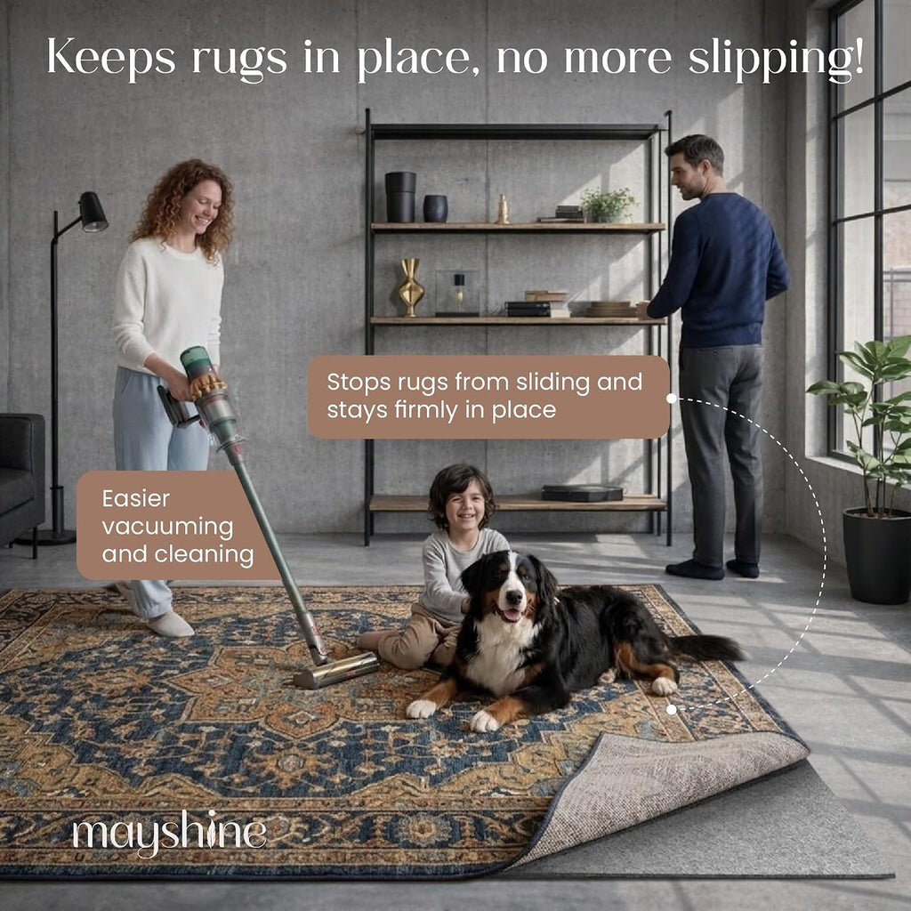 Non Slip Rug Pad 2x10 Feet, 4/25" Thick Felt Cushioned Rubber Rug Gripper Pad for Hardwood, Laminate, Stone, Tile - Set of 20