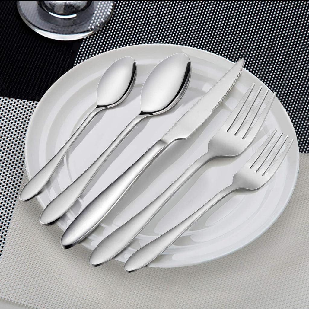 Silverware Set 20-Piece, Stainless Steel Flatware Utensils Set Service for 4, Simple Look, Modern Design, Dishwasher