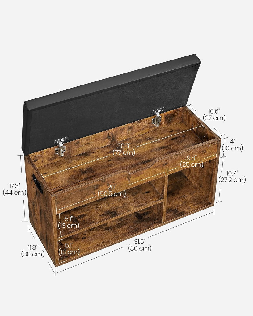 Storage Bench with Cushion, Shoe Bench, Padded Seat, Hidden Storage, Entryway, Hold up to 300 lb, 11.8 x