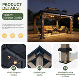 10' x 12' Outdoor Wood Gazebo, Hardtop Gazebo Permanent Wood - Image 4