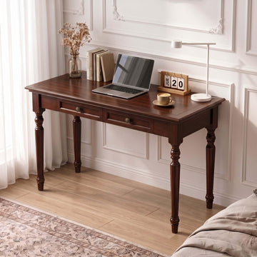 Walnut Writing Desks with Drawers, 47" French Country Style