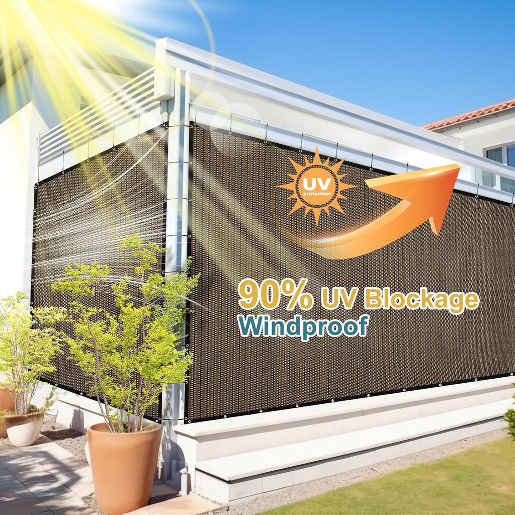 Customized Size 90% Sun Shade Cloth with Grommets, 10' X 12' Pergola Shade Cover Canopy, Mesh Tarp Sun Screens