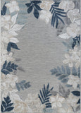 Outdoor Rug 5x7 Washable Area Rugs Indoor Outdoor Carpets Blue Border Floral Non Shedding Waterproof