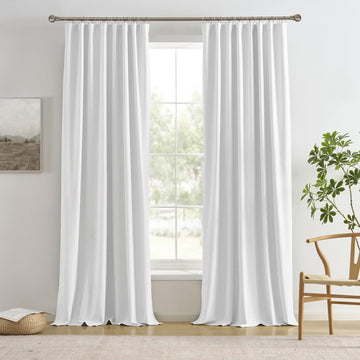 Snow White Window Long Blackout Curtains 108 Inch Long 2 Panels