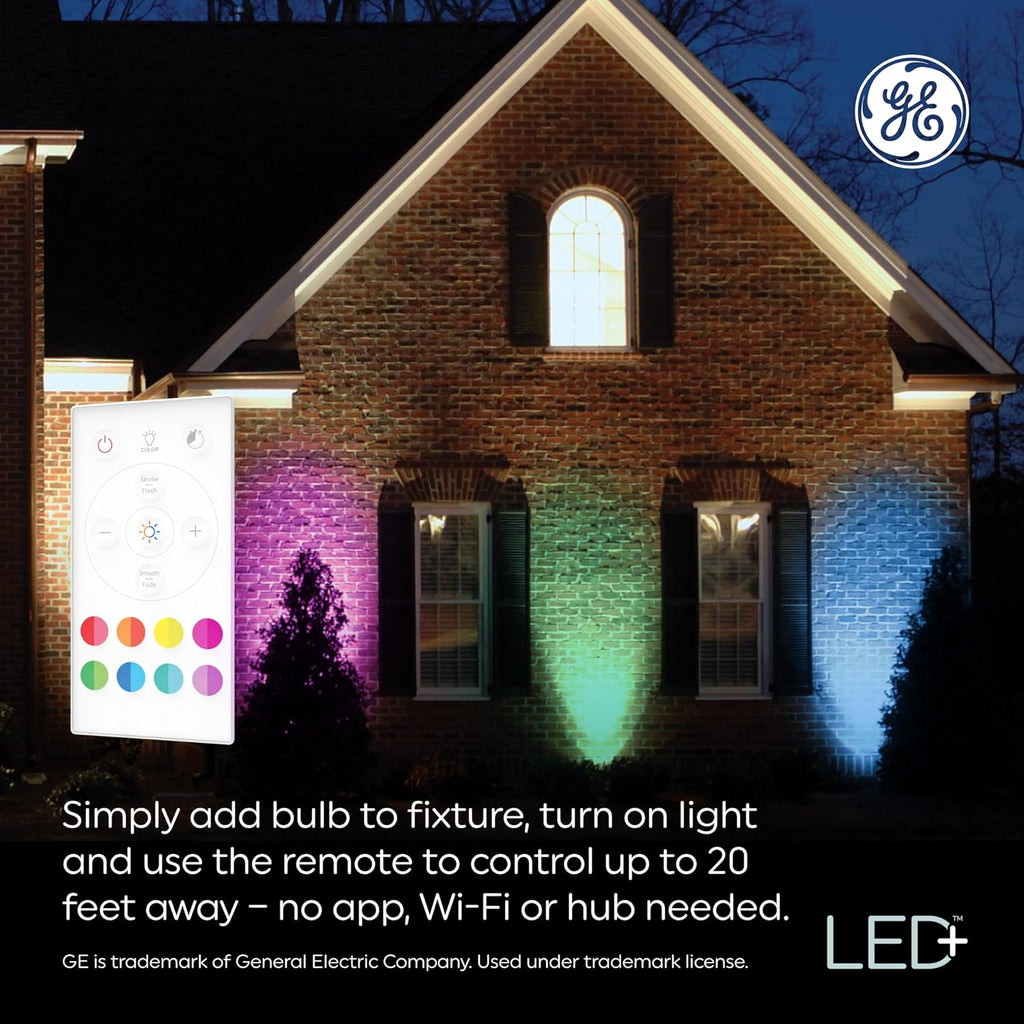 LED+ Color Changing PAR38 Outdoor LED Light Bulbs with Remote, 15 Watts, Outdoor Rated Floodlight (3 Pack)