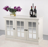 45" Modern Buffet Sideboard Cabinet, Storage Cabinet with 3 Acrylic Mirrored Doors & Adjustable Shelves