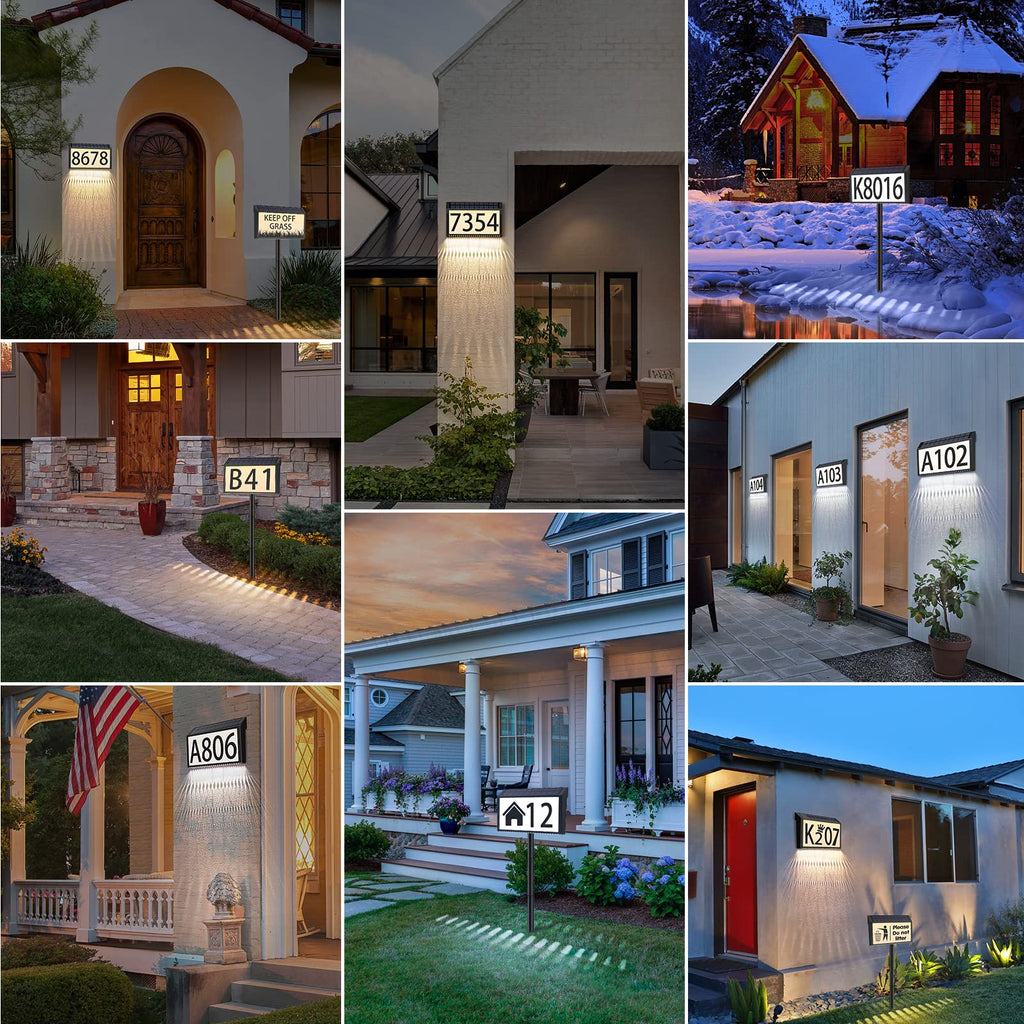 Solar Powered Address Sign House Number Waterproof 3-Light Modes