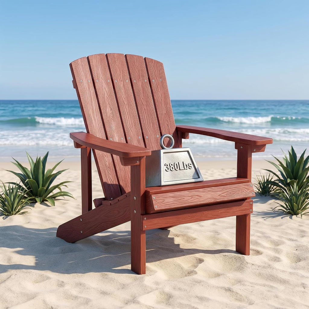 Adirondack Chairs Set of 2, Weather-Resistant Patio Chair with Wide Armrests & High Backrest, Fire Pit Chair, Lawn