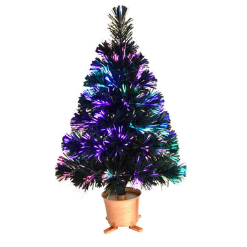 24 inch Green Fiber Optic Tabletop Christmas Tree, Color Changing