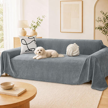 Couch Cover for Dogs, Boho Sofa Covers for 3 Cushion Couch Washable, Chenille Sofa Slipcover for Pets, Soft Loveseat