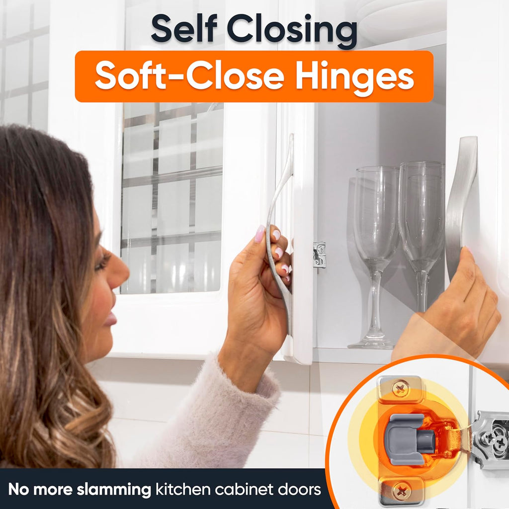 50 Pack(25 Pair) 1/2" Overlay Soft Close Cabinet Hinges & Bath - Concealed Soft Close Hinge Door w Self Closing Damper