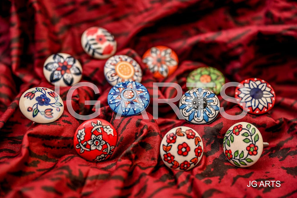 12 x Mix Vintage Look Flower Ceramic Knobs Door Handle Cabinet Drawer Cupboard Pull (12 Flat)