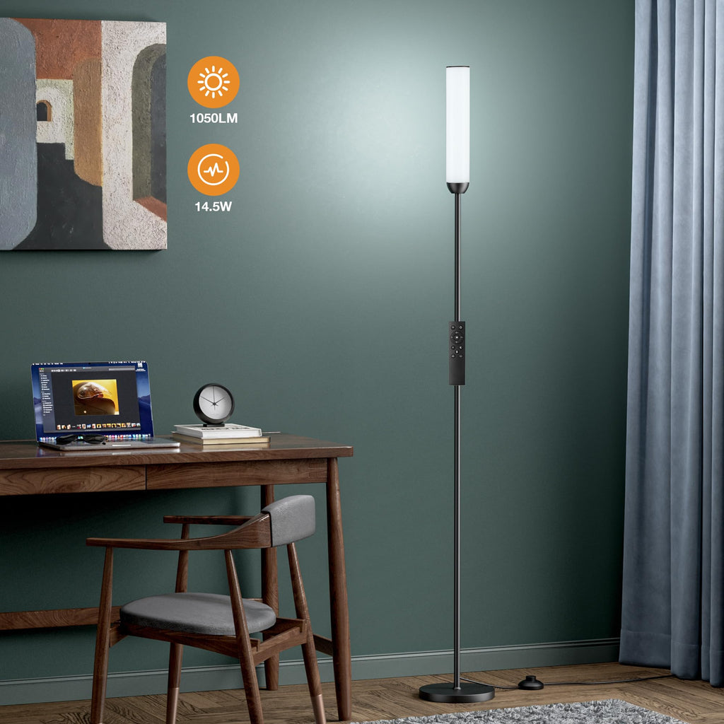 LED Floor Lamp with Remote Control, Foot Switch, Black