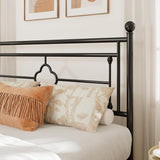 Queen Metal Platform Bed Frame with Victorian Vintage Headboard and Footboard/Mattress Foundation/Under Bed Storage/No