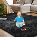 5x7 Black Shag Area Rug, Soft Plush Non-Slip Carpet for Bedroom Kids Room