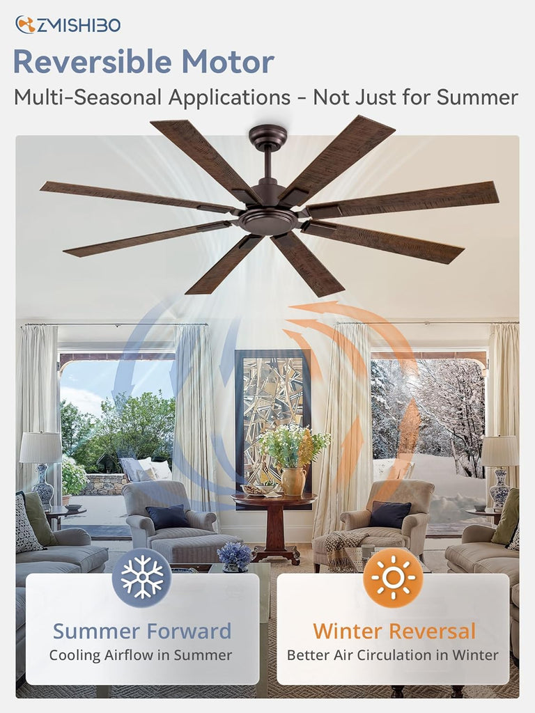 65 Inch Oil Rubbed Bronze Ceiling Fans No Light with Remote, Indoor/Outdoor Farmhouse Ceiling Fan Without Light