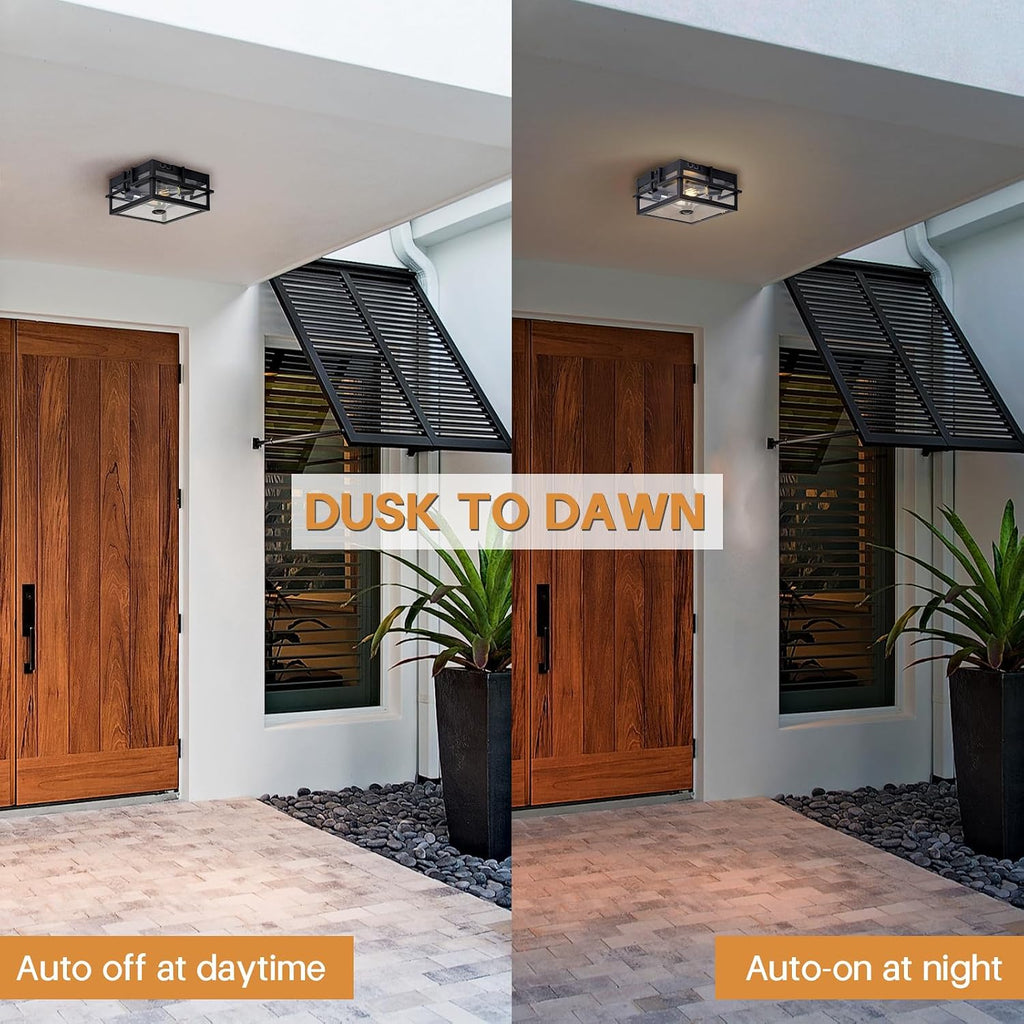 Upgraded Motion Sensor Outdoor Ceiling Light,outdoor flush mount porch light with Adjustable sensor