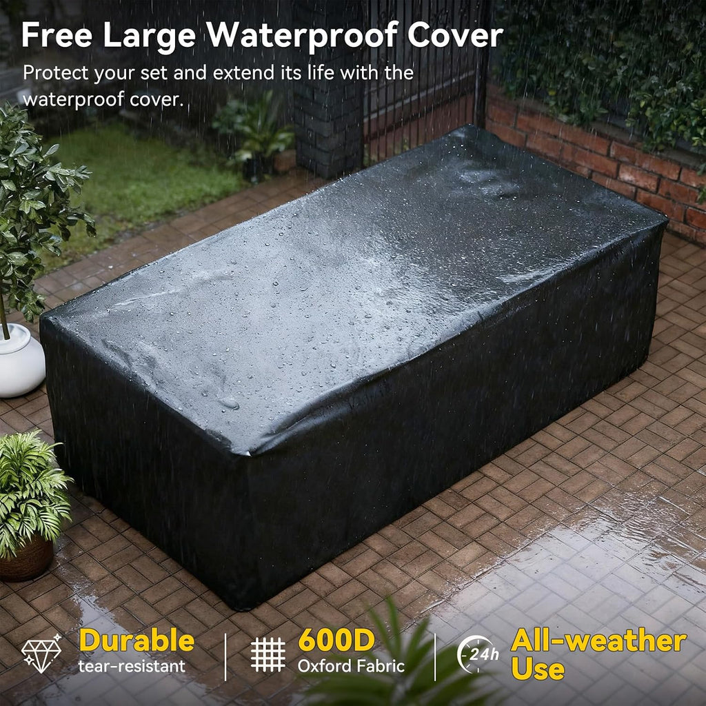 Patio Furniture Set, 7 Piece Outdoor Sectional Sofas with Waterproof Cover, Wicker Rattan Outdoor Furniture Patio