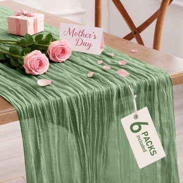6 Pack Cheesecloth Table Runner 120 Inch Sage Green