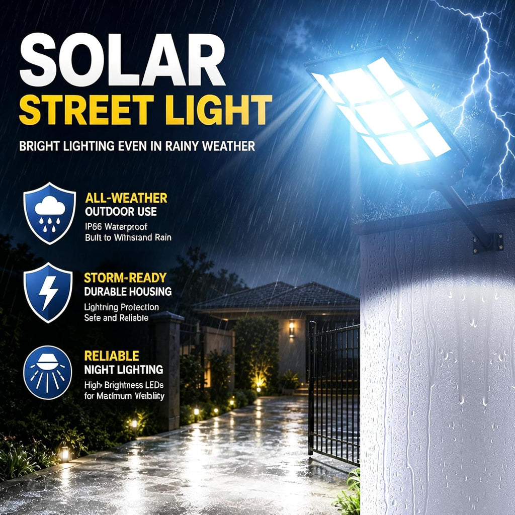 15000W Solar Street Lights, Solar Lights Outdoor IP66 Waterproof | Motion Sensor and Remote, 7000K Commercial Parking