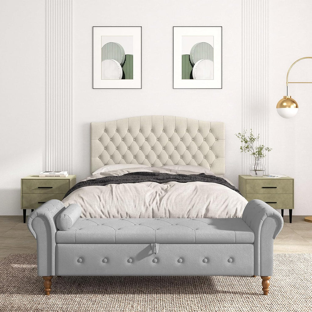 Queen Headboard Only, Upholstered Headboard for Adjustable Bed Linen Tufted Queen/Full Wall Mounted Head Board with