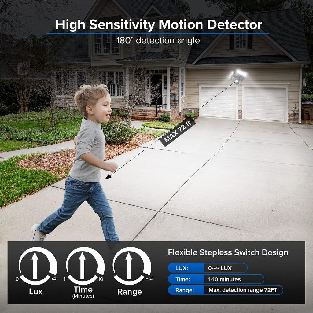 27W LED Motion Sensor Outdoor Flood Light, 2700LM Security Light, 300W Equiv 5000K Dusk to Dawn Light, Wide Angle