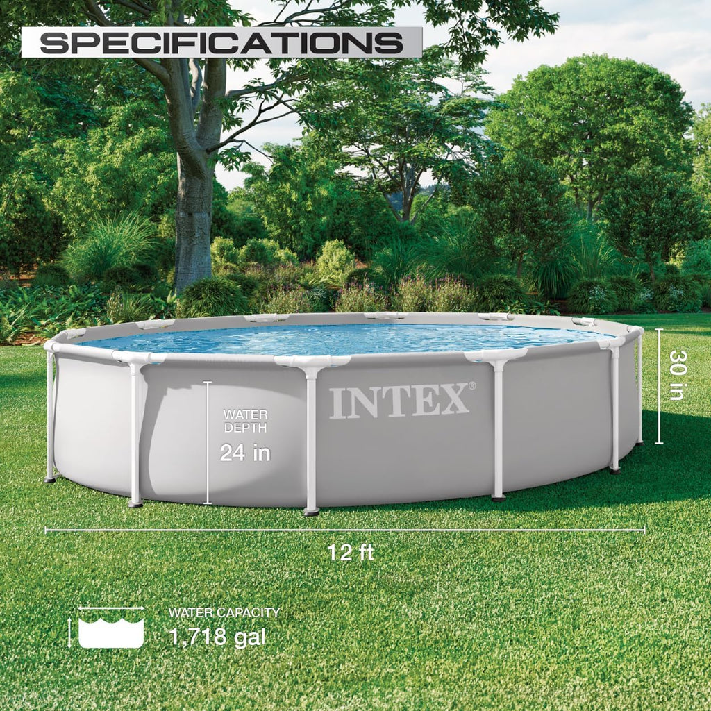 26710EP 12Ft X 30In Prism Frame Premium Above Ground Swimming Pool, SuperTough Puncture Resistant, Rust Resistant