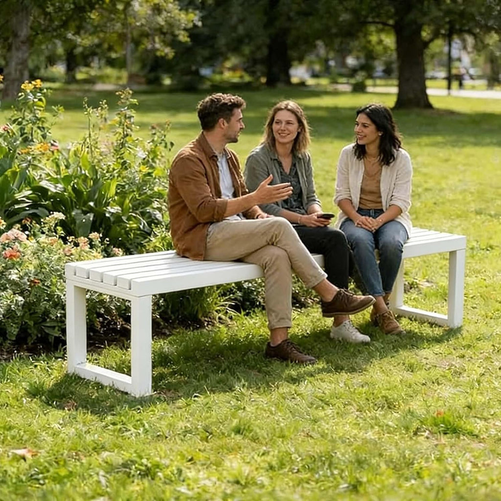 39in 47in 59in 71in Outdoor Metal Bench Weatherproof Outdoor Seating All-Weathe Backless Patio Bench With Slatted