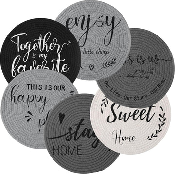 Inch Round Cotton Placemat Woven Boho Coasters Table Mats Dining Table Setting Decor Washable Heat - Set of 6