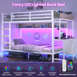 Bunk Bed Twin Over Twin with Charging Station and LED Lights