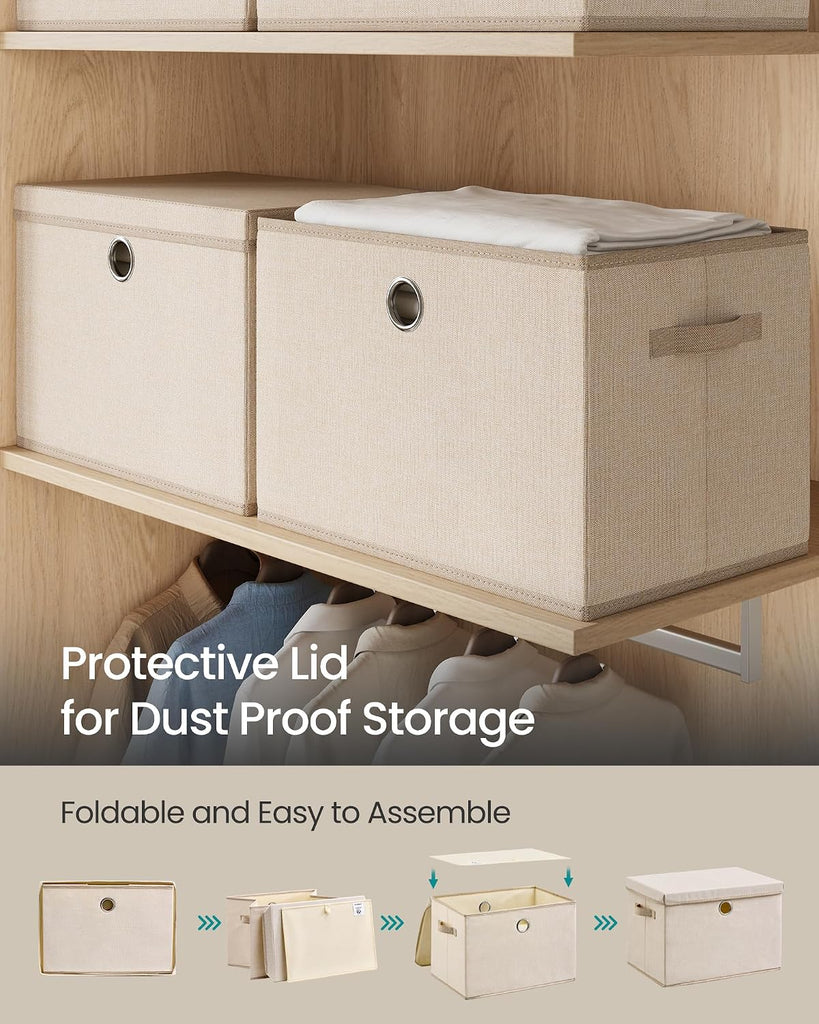 Large Storage Bins with Lids, 3 Pack Foldable Storage Boxes | 3 Pack Foldable Storage Boxes, 41 Quart Fabric Closet