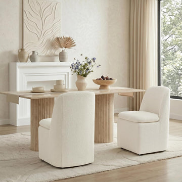 Upholstered Dining Chairs Set of 2 with Hidden Casters, Modern Kitchen Chairs with Removable Washable Cover, Padded