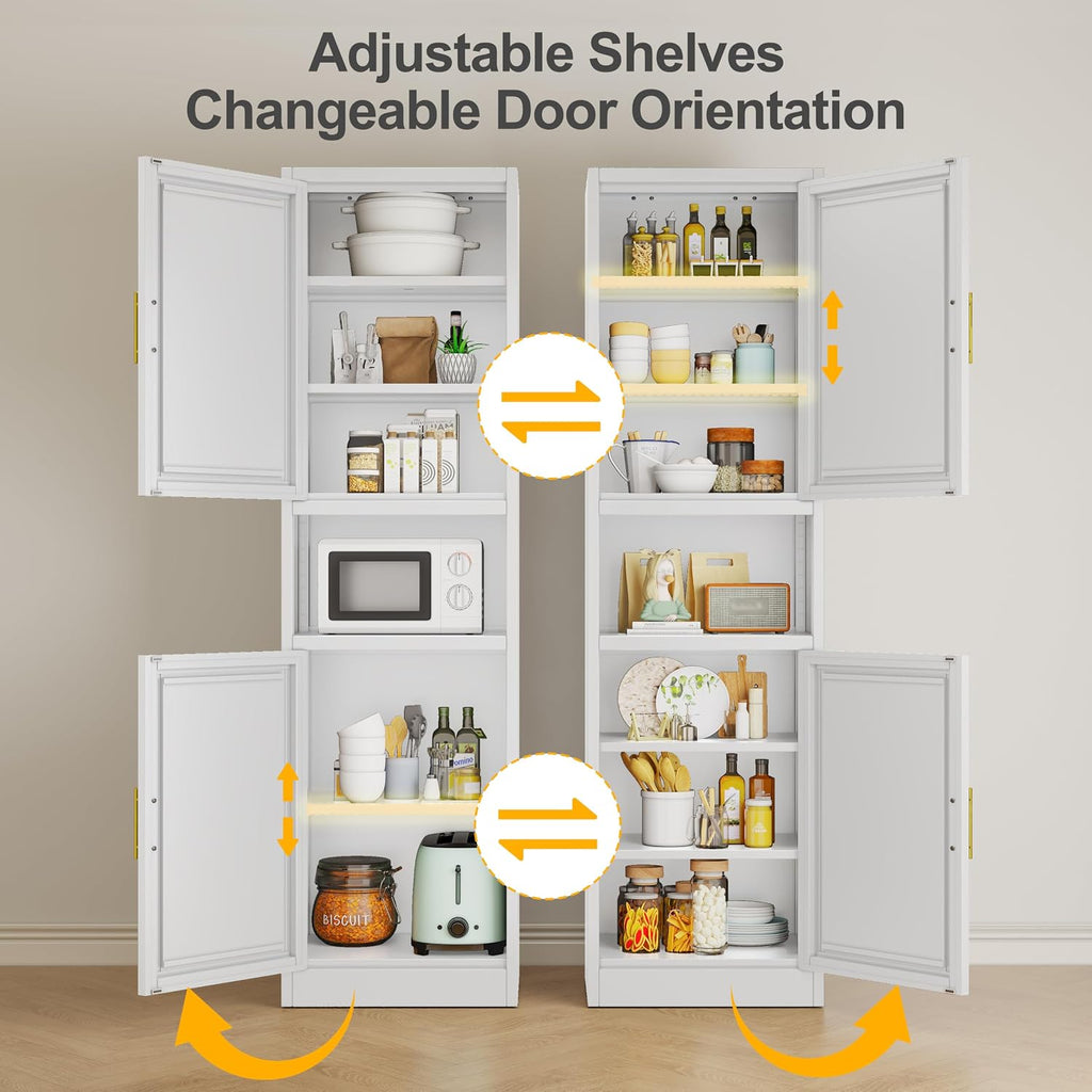Tall Narrow Storage Cabinet 66.93" H Tall Bathroom Cabinet Metal Pantry Cabinets, 4 Adjustable Shelves , Dinning Room