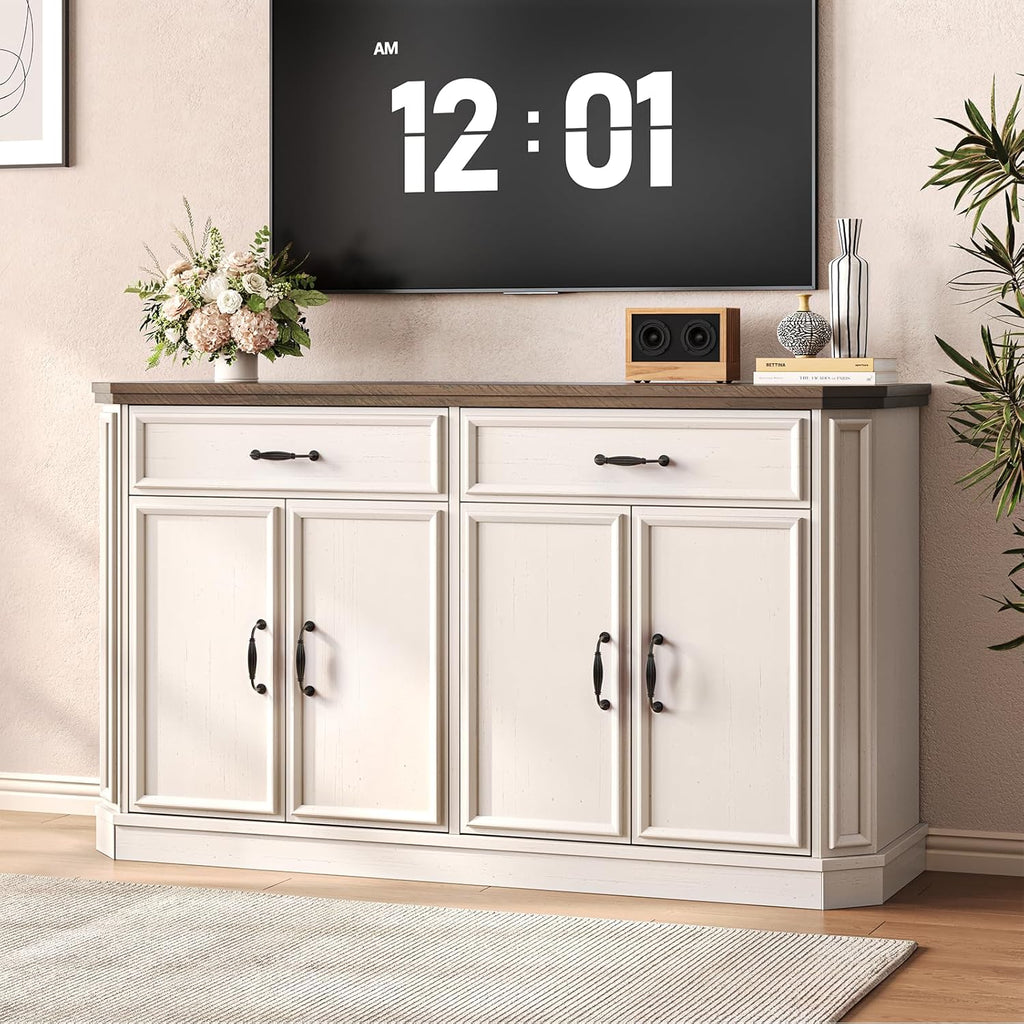 55" Sideboard Buffet Cabinet with 2 Storage Drawers & 4 Doors