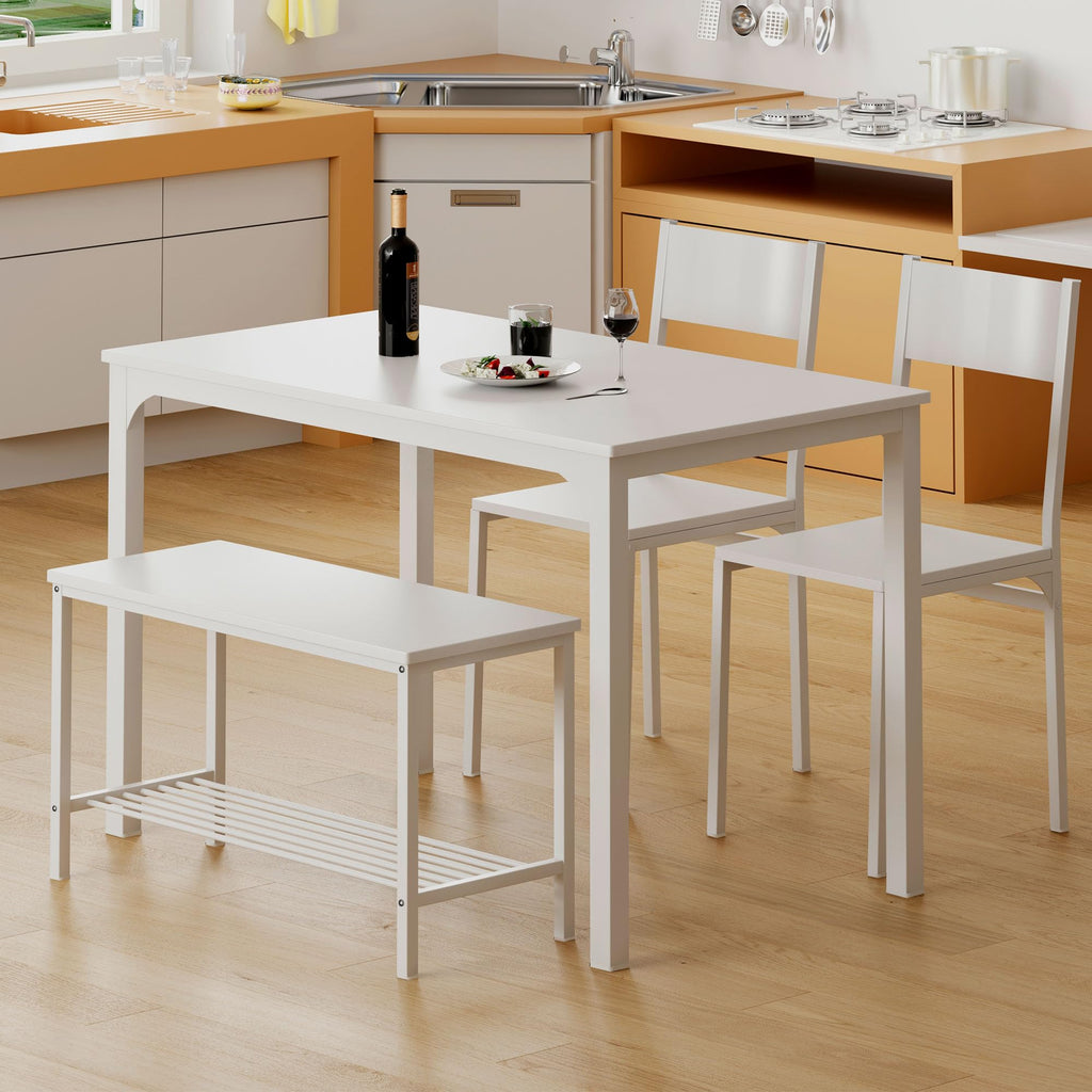 43.3'' Kitchen Dining Table Set for 4, Kitchen Table 2 Chairs Set for 4 with Bench, Space Saving Table Set