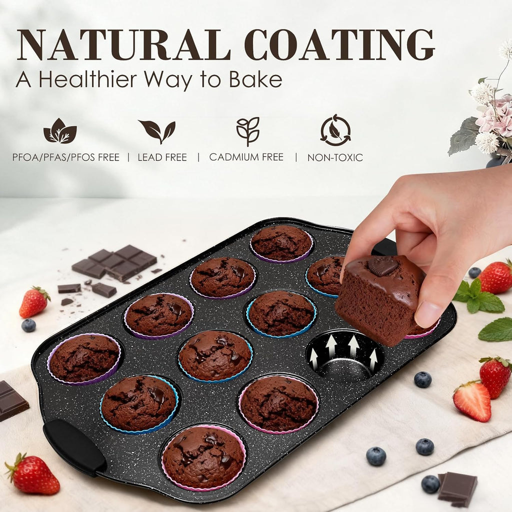 Pans Set Nonstick, Bakeware Sets Stackable with Silicone Handles, 22 Pieces Oven Pan for Cooking Including Cookie