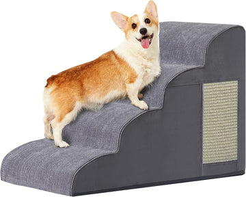 Dog Stairs for Small Dogs, 4-Step Dog Ramp for Bed 19.7" H, Dogs Steps for Bed, Couch