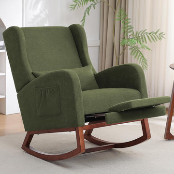 Rocking Chair Nursery, Nursery Rocking Chairs with Foot Rest, Comfy Glider Rocker Nursing Chair with Back Pillow for